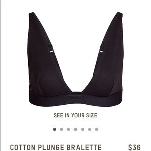 Skims cotton plunge bralette black XS
